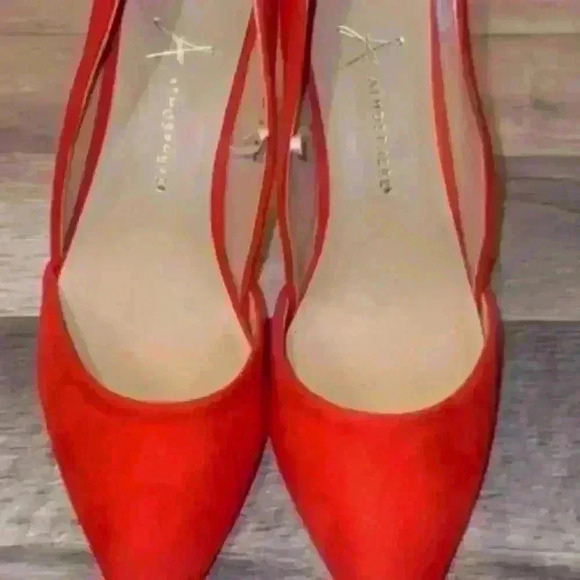 ORANGE VELVET POINT TOE SHOES SIZE 9 - Picture 2 of 4